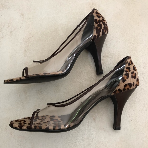 Leopard print Franco Sarto peep toe heels - Picture 5 of 7